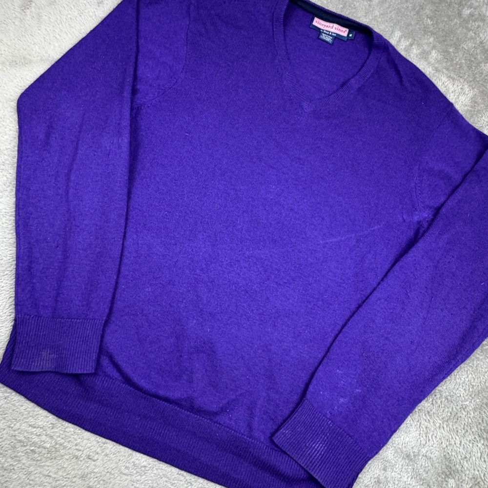 Vineyard Vines Sweater Mens Medium Purple Good Merino Silk Cashmere V-Neck
